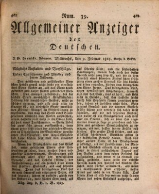 Allgemeiner Anzeiger der Deutschen Mittwoch 9. Februar 1825