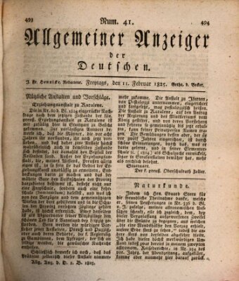 Allgemeiner Anzeiger der Deutschen Freitag 11. Februar 1825