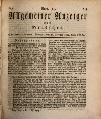 Allgemeiner Anzeiger der Deutschen Montag 21. Februar 1825