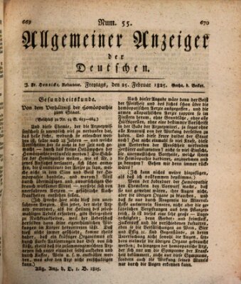 Allgemeiner Anzeiger der Deutschen Freitag 25. Februar 1825