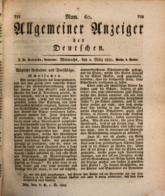 Allgemeiner Anzeiger der Deutschen Mittwoch 2. März 1825