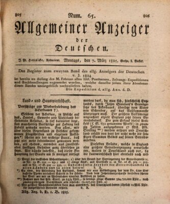 Allgemeiner Anzeiger der Deutschen Montag 7. März 1825