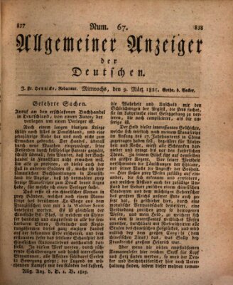 Allgemeiner Anzeiger der Deutschen Mittwoch 9. März 1825