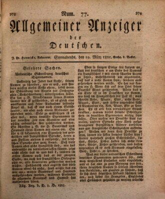 Allgemeiner Anzeiger der Deutschen Samstag 19. März 1825