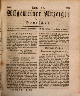 Allgemeiner Anzeiger der Deutschen Mittwoch 23. März 1825