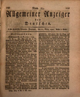 Allgemeiner Anzeiger der Deutschen Freitag 25. März 1825