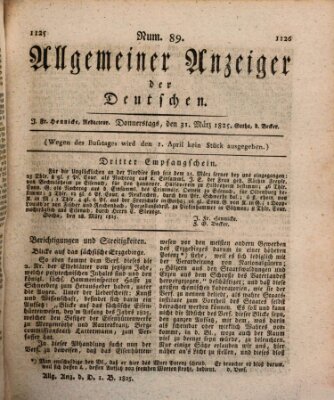 Allgemeiner Anzeiger der Deutschen Donnerstag 31. März 1825