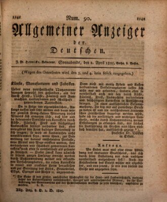 Allgemeiner Anzeiger der Deutschen Samstag 2. April 1825