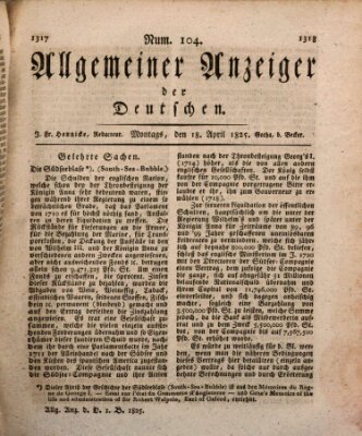 Allgemeiner Anzeiger der Deutschen Montag 18. April 1825