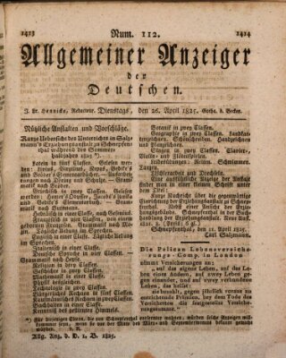 Allgemeiner Anzeiger der Deutschen Dienstag 26. April 1825