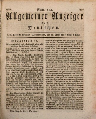 Allgemeiner Anzeiger der Deutschen Donnerstag 28. April 1825