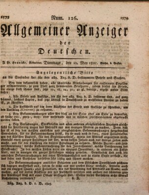 Allgemeiner Anzeiger der Deutschen Dienstag 10. Mai 1825