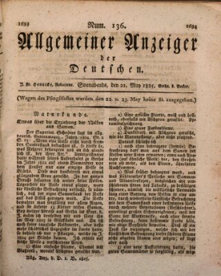 Allgemeiner Anzeiger der Deutschen Samstag 21. Mai 1825