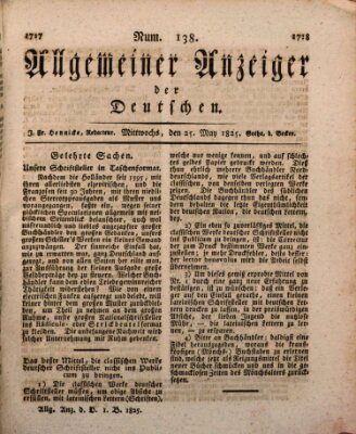 Allgemeiner Anzeiger der Deutschen Mittwoch 25. Mai 1825