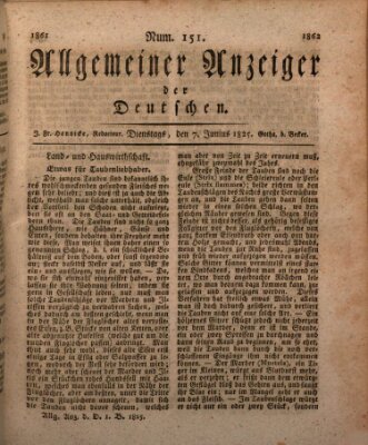 Allgemeiner Anzeiger der Deutschen Dienstag 7. Juni 1825