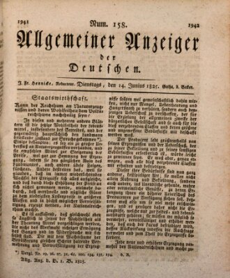 Allgemeiner Anzeiger der Deutschen Dienstag 14. Juni 1825