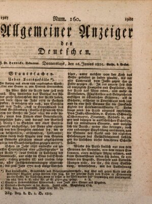 Allgemeiner Anzeiger der Deutschen Donnerstag 16. Juni 1825