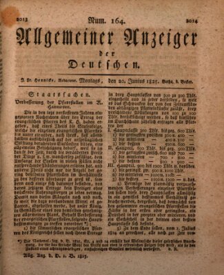 Allgemeiner Anzeiger der Deutschen Montag 20. Juni 1825