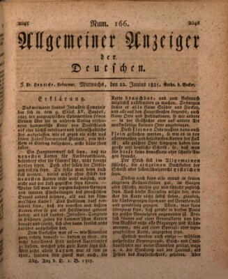 Allgemeiner Anzeiger der Deutschen Mittwoch 22. Juni 1825