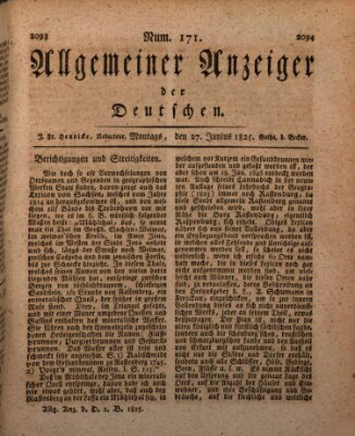 Allgemeiner Anzeiger der Deutschen Montag 27. Juni 1825