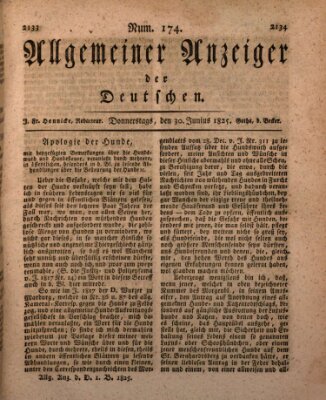 Allgemeiner Anzeiger der Deutschen Donnerstag 30. Juni 1825