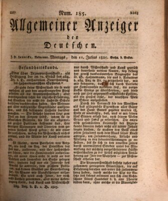 Allgemeiner Anzeiger der Deutschen Montag 11. Juli 1825