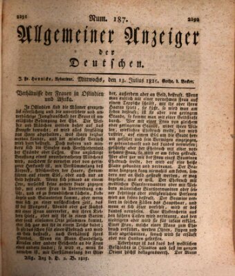 Allgemeiner Anzeiger der Deutschen Mittwoch 13. Juli 1825