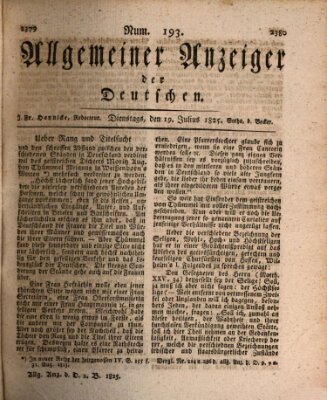 Allgemeiner Anzeiger der Deutschen Dienstag 19. Juli 1825