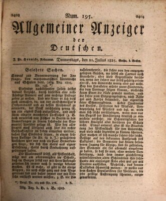 Allgemeiner Anzeiger der Deutschen Donnerstag 21. Juli 1825