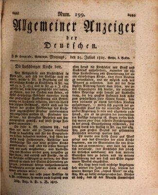 Allgemeiner Anzeiger der Deutschen Montag 25. Juli 1825