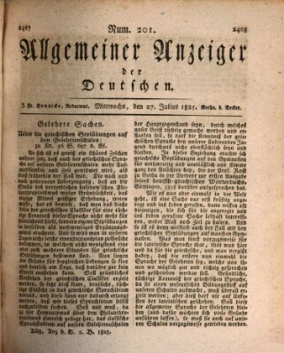 Allgemeiner Anzeiger der Deutschen Mittwoch 27. Juli 1825