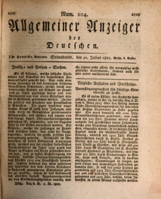 Allgemeiner Anzeiger der Deutschen Samstag 30. Juli 1825