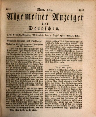 Allgemeiner Anzeiger der Deutschen Mittwoch 3. August 1825