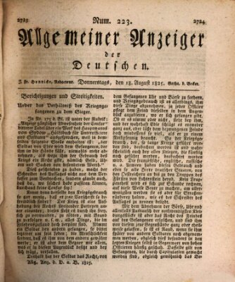 Allgemeiner Anzeiger der Deutschen Donnerstag 18. August 1825