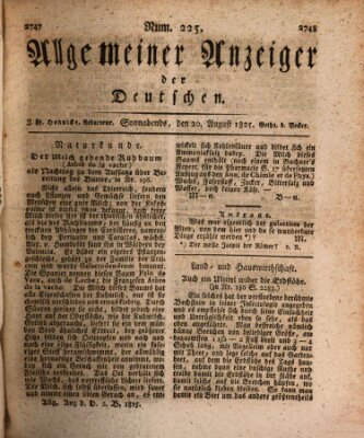 Allgemeiner Anzeiger der Deutschen Samstag 20. August 1825