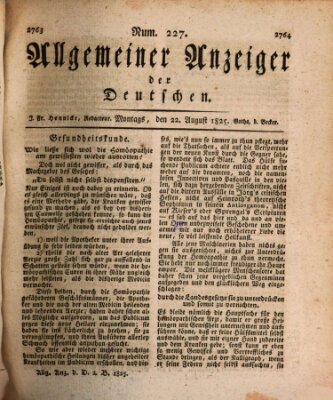 Allgemeiner Anzeiger der Deutschen Montag 22. August 1825