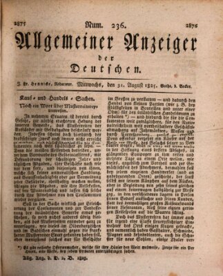 Allgemeiner Anzeiger der Deutschen Mittwoch 31. August 1825