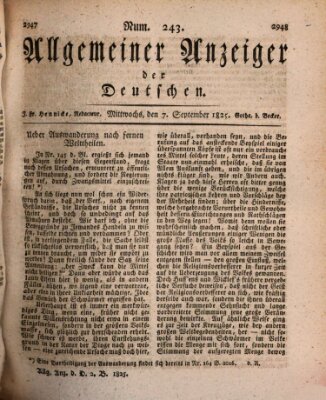 Allgemeiner Anzeiger der Deutschen Mittwoch 7. September 1825