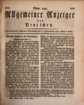 Allgemeiner Anzeiger der Deutschen Dienstag 13. September 1825