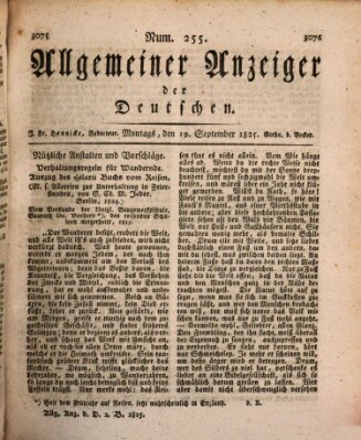 Allgemeiner Anzeiger der Deutschen Montag 19. September 1825