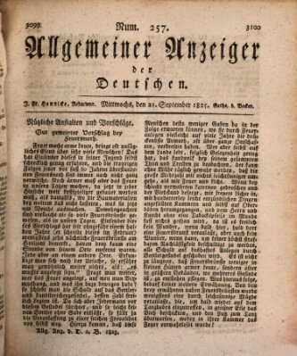 Allgemeiner Anzeiger der Deutschen Mittwoch 21. September 1825