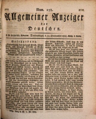 Allgemeiner Anzeiger der Deutschen Donnerstag 22. September 1825