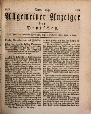 Allgemeiner Anzeiger der Deutschen Montag 3. Oktober 1825