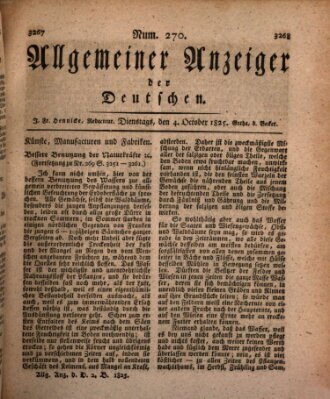 Allgemeiner Anzeiger der Deutschen Dienstag 4. Oktober 1825