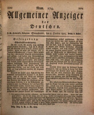 Allgemeiner Anzeiger der Deutschen Samstag 8. Oktober 1825