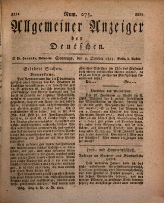 Allgemeiner Anzeiger der Deutschen Sonntag 9. Oktober 1825