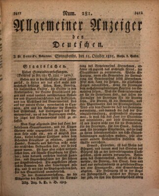 Allgemeiner Anzeiger der Deutschen Samstag 15. Oktober 1825