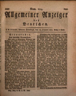 Allgemeiner Anzeiger der Deutschen Dienstag 18. Oktober 1825