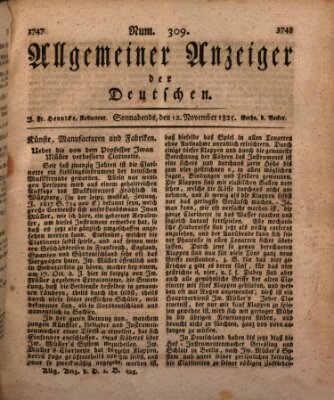 Allgemeiner Anzeiger der Deutschen Samstag 12. November 1825