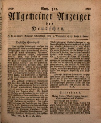 Allgemeiner Anzeiger der Deutschen Dienstag 15. November 1825